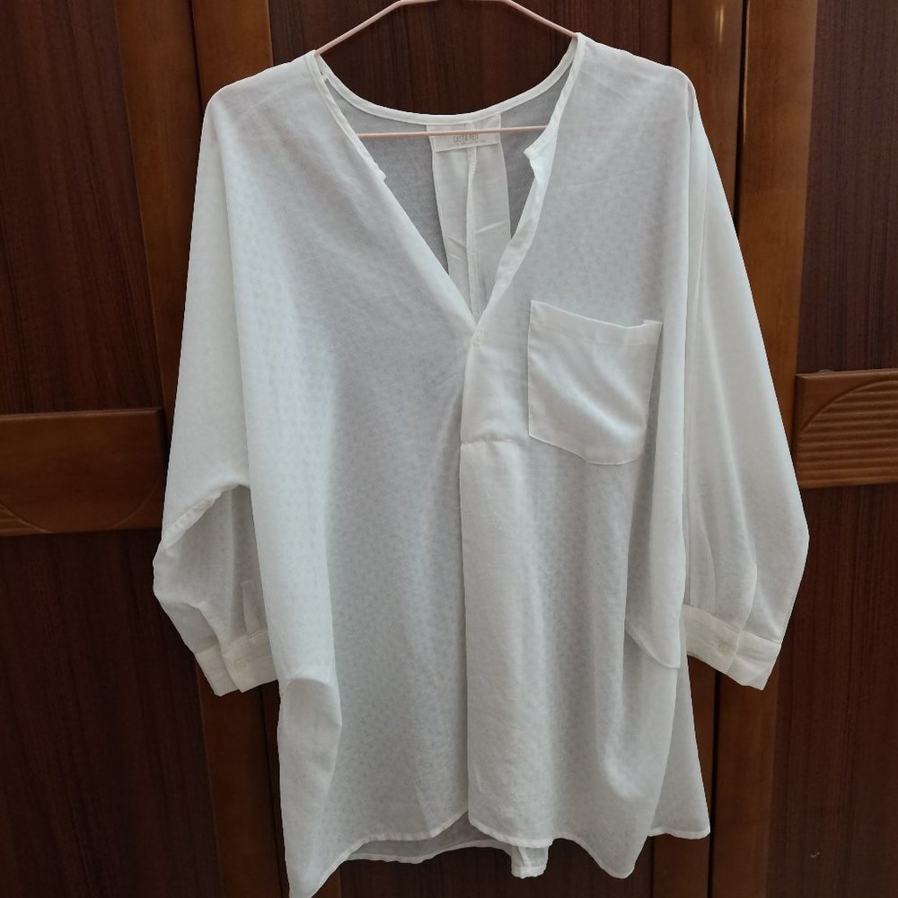 Yanier Women's White Long Sleeve Blouse